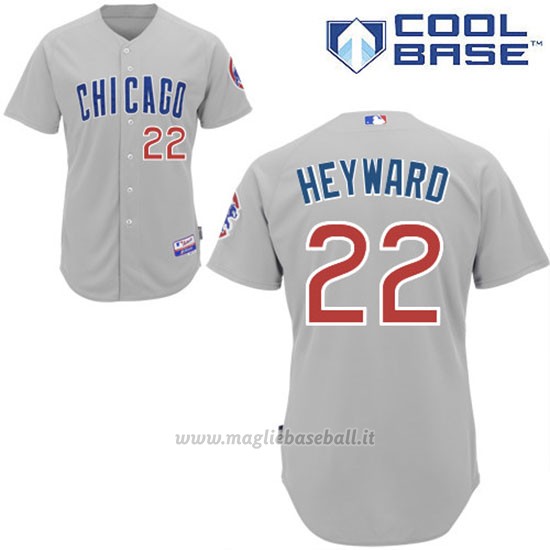 Maglia Baseball Uomo Chicago Cubs 22 Jason Heyward Majestic Autentico Collezione Grigio Cool Base